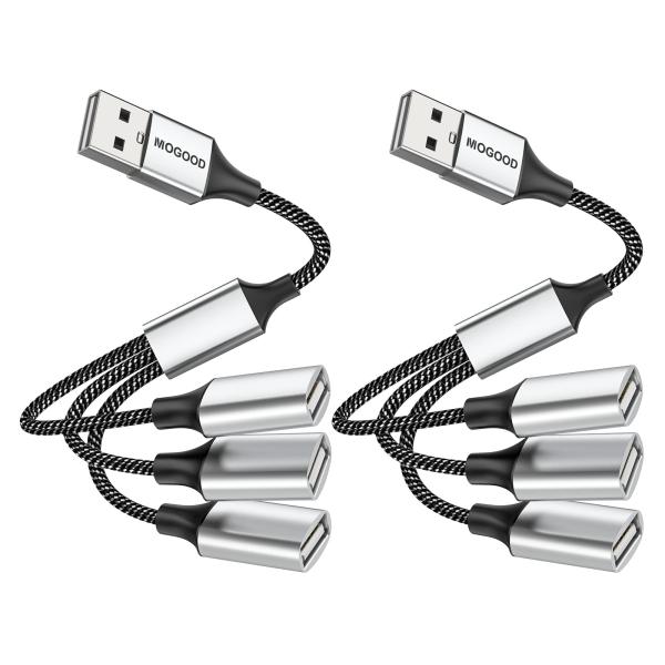 MOGOOD USB分岐器ケーブル 3-in-1USBスプリッタ USB電源分岐器 1オス3メスUSB 2.
