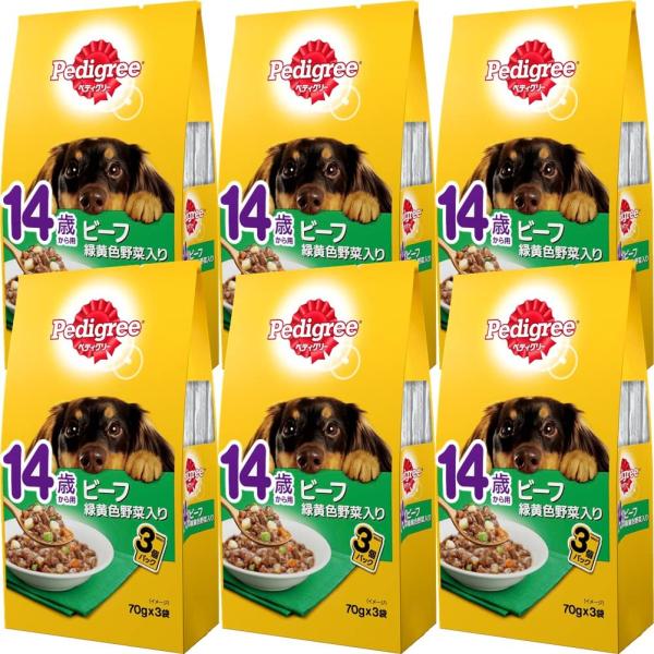 他サイト： ペディグリー シニア犬 14歳から用 ビーフ&amp;緑黄色野菜 210g(70g×3袋)×6個 ドッの商品画像