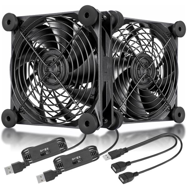 Novonest USB冷却ファン 3段階調節 USB扇風機 2基連結 PCケースファン 12cm usb