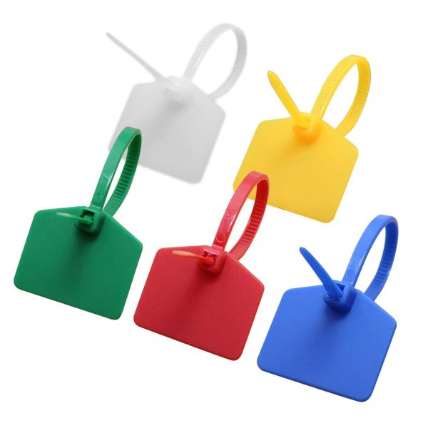 カラー：5色サイズ：全長120mm、タグ部分26*16mm　カラー：赤/青/黄/緑/白　セット内容：100枚入（5色ずつ20枚）素材：高品質のナイロン66製。靭性が良くて簡単に破れません。防水性と耐久性も優れています。5カラーがありますので...