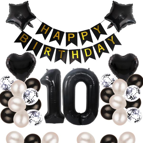 10歳 誕生日 バルーン 風船 飾り付け セット 数字バルーン 10 HAPPY