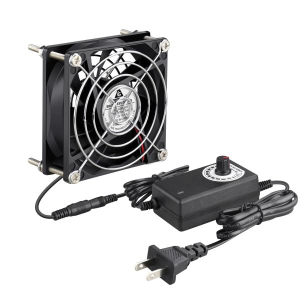 GDSTIME 80mm x 25mm DC 12V換気扇 空冷ファン（AC 100V-240V駆動速度制御付き）