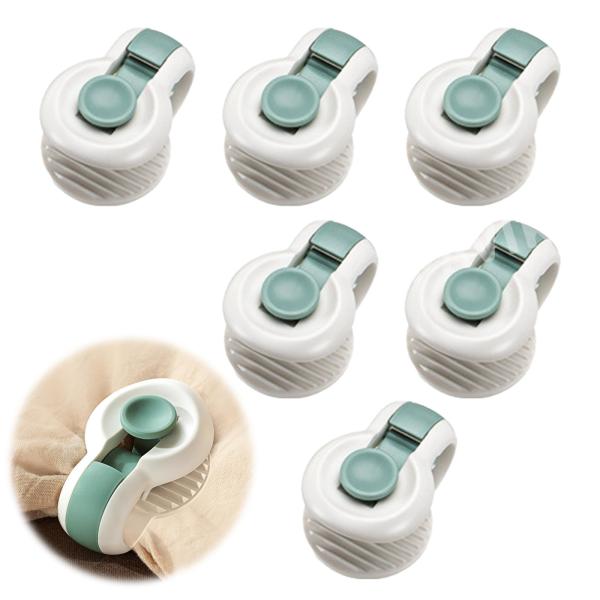 カラー：グリーン【パッケージ内容】クリップ6個セット サイズ:5.2*3.0*2.1cm 高品質ABS素材、丈夫で丈夫。 厚みのある布団の場合は、画像のサイズをよくご確認の上ご購入下さい。【生地を傷めない】髪を引っ掛けたり、生地を傷つけたり...