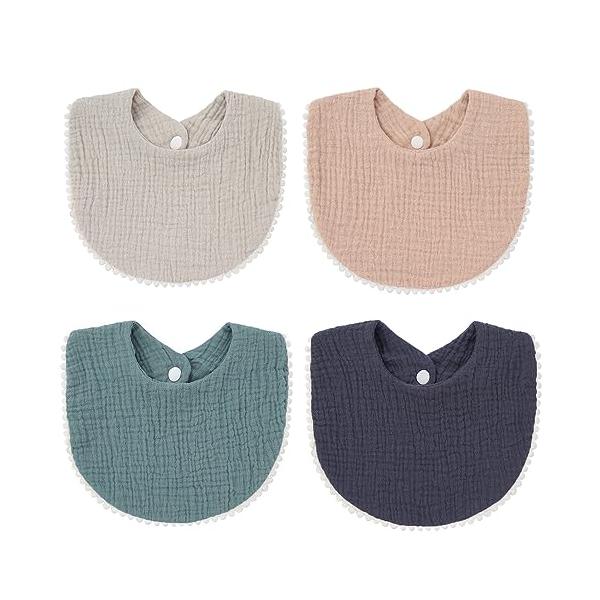 カラー：青色、ブルー、グレー、クリーム色【セット内容】4個入り。【カラー】青色、ブルー、グレー、クリーム色。【素材】綿で、柔らかく、吸水性が良く、よだれもすべり落ちず、通気性もあります。【優れたデザイン】U字型のデザインで、広い範囲をカバー...