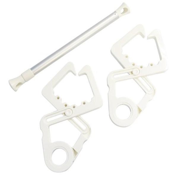 カラー：ホワイトサイズ：約縦24×横14.2×奥行1.7cmスタイル：クロスフック 2個組サイズ:幅37×奥行19×高さ4cm重量:0.325kg材質:クロスフック:本体/ポリプロピレン、バネ/鋼、ポール:本体/アルミパイプ、キャップ/ポリ...