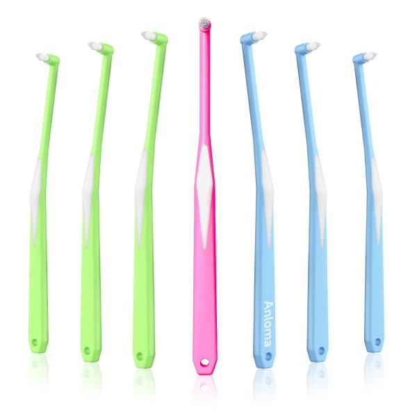 カラー：3色7本入（3本ブルー+3本グリーン＋1本レッド）【柔らかくて高密度の毛】矯正用歯ブラシは、柔らかくて細かいブラシの髪を使用します。これは、口の局所的な掃除に非常に適しています。毛は柔らかく、歯茎を損傷するのは簡単ではなく、同時に靭...