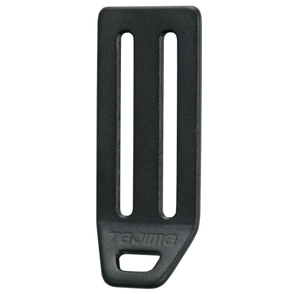 カラー：ブラックサイズ：アルミ2穴スタイル：L型D環止め色:ブラック重量:16g材質:アルミ安全帯用D環止め50mm幅ベルト用