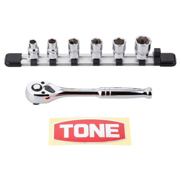 他サイト： トネ(TONE) ソケットレンチセット(6角・ホルダー付) SHCH3080 差込角9.5mm(3/8")の商品画像