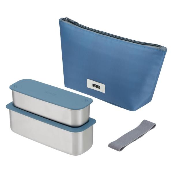 他サイト： サーモス 弁当箱 2段 スリム フレッシュランチボックス 635ml グレーネイビー DSの商品画像
