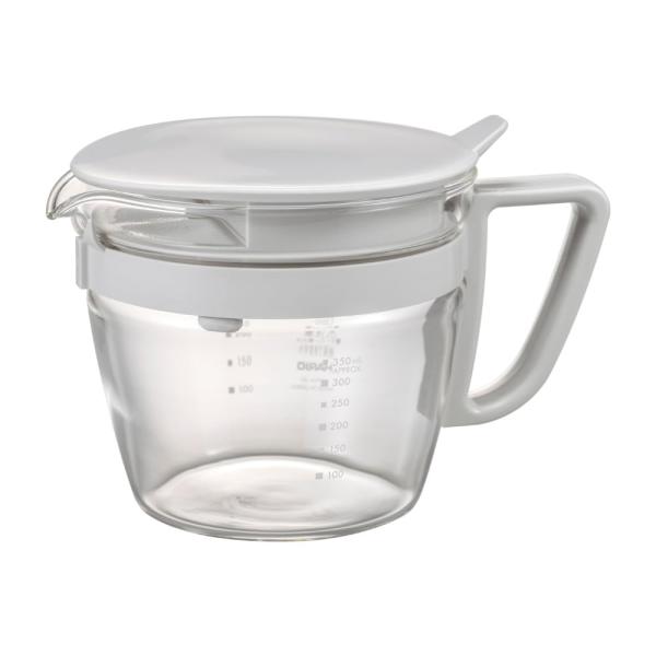 カラー：グレーサイズ：400mLスタイル：耐熱ガラス【フタの裏側で茶葉を計量】フタの裏側で茶葉が計量できる目安線付き。(ティースプーン約山盛り2杯分)【ポットのメモリでお湯を計量】ポットにはお湯を計量するための、内側から見やすい目安メモリ付...