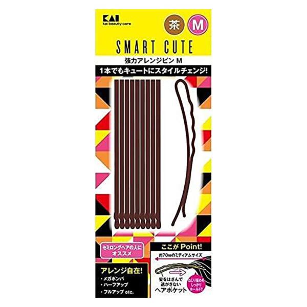 カラー：茶サイズ：Mスタイル：モダン商品サイズ (幅×奥行×高さ) :55mm×15mm×135mm原産国:中国内容量:10本ヘアポケットで高いホールド力を持つヘアピンのMサイズ。茶色。