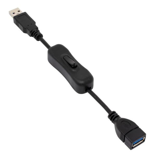 アイネックス USB3.2Gen1 Type-A 電源スイッチケーブル 20cm U31AA-MF02S