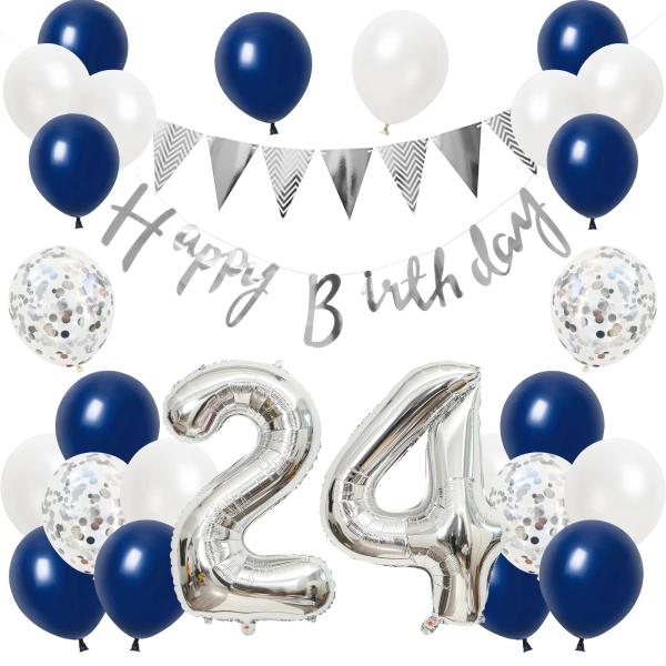 誕生日 バルーン 風船セット 飾り付け 24歳 happy birthday ガーランド バースデ