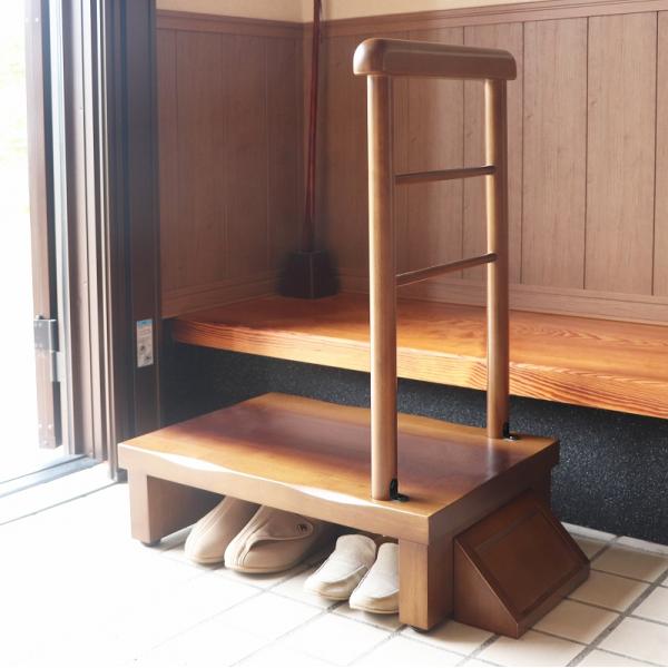 玄関台 手すり付き 幅60 踏み台 木製 グラデーション塗装 靴収納 おしゃれ Yslh インテリア家具通販のファニシック 通販 Yahoo ショッピング