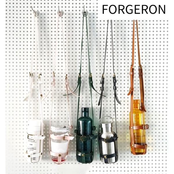 FORGERON PUレザー ボトル用ホルダー ショルダー 肩掛け 調節可能 直径7~10cm対応 ペットボトルホルダー ケース 斜め掛け 旅行 遠足 ドリンク 男女兼用[156R]