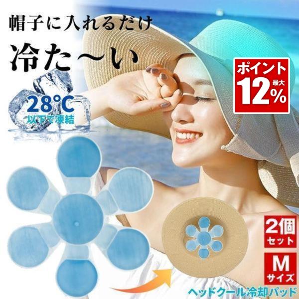 2個セット】 アイス 帽子 ヘッド 冷却パッド Mサイズ 大人 子ども