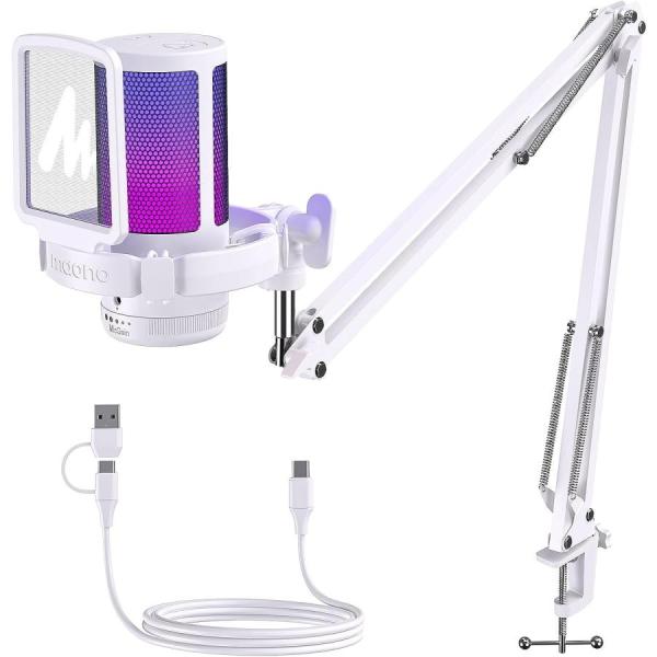 他サイト： MAONO USB コンデンサーマイク ゲーミングマイク PC マイクセット ノイズキャンセリング ミュートボタン 単一指向性 RGBライティングの商品画像