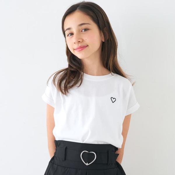 キッズ 親子お揃いフレンチスリーブ刺繍Tシャツ