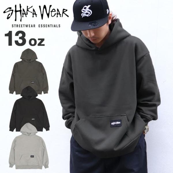 シャカウェア パーカー プルオーバー フーディー Shaka Wear メンズ ヘビーウェイト 13oz ブランド ボックスロゴ 厚手 トップス 長袖 ストリート シンプル かっ