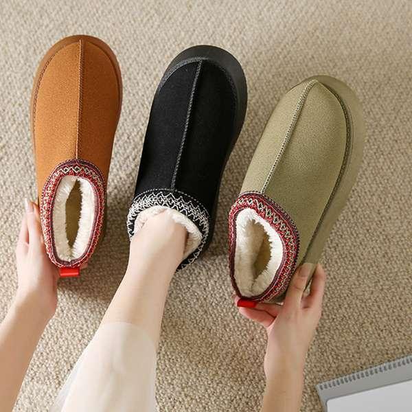送料無料 暖かいファーシューズ 厚底靴 もこもこ スリッポンモカシン 歩きやすい フラットシューズ カジュア