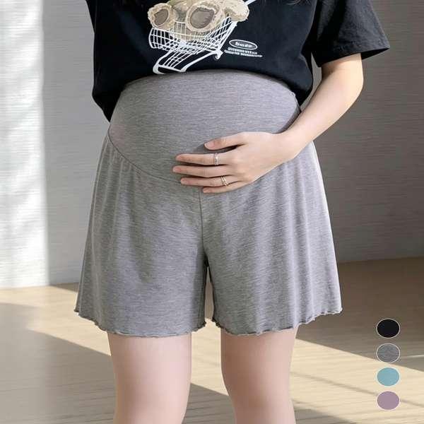 送料無料 お腹巻き付きマタニティウェア アジャスター付き タップパンツ ハイウエスト ショートパンツ 産前産