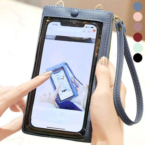 送料無料 スマホ 入れたまま操作 スマホバッグ 携帯電話 ショルダーポーチ 薄型長財布 カードケース おしゃれ
