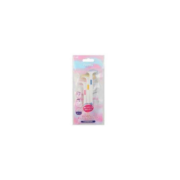貝印　Pretty　プリティー フレッシュＬ 3本入　かお まゆそり えりあし用カミソリ L字　抗菌樹脂使用　かみそり　剃刀
