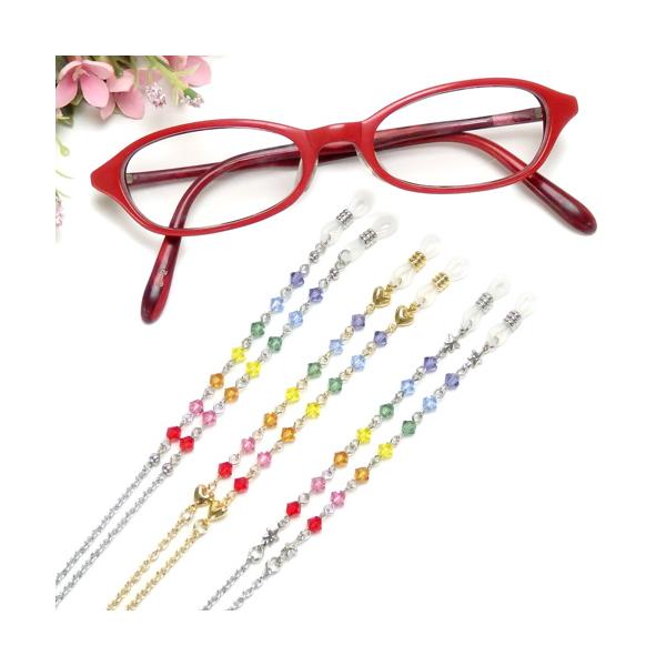 ♪652❤️ 月 星 ガラスビーズ マスクチェーン メガネチェーン