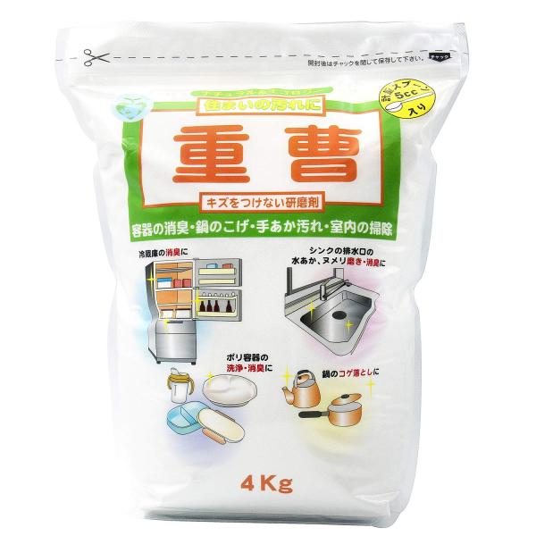 トーヤク 重曹 4Kg ・内容量 : 4kg・原産国 : 日本・商品サイズ (幅X奥行X高さ) : 幅236×奥行130×高さ280(mm)・質量 : 4kg