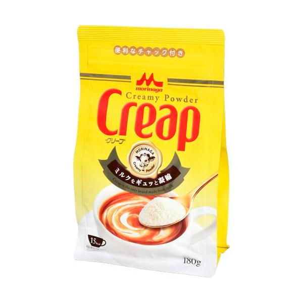 森永乳業 クリープ 180g ・原材料：乳製品（外国製造又は国内製造）、乳糖、（一部に乳成分を含む）＊乳製品の製造地は、製造年度の使用計画順