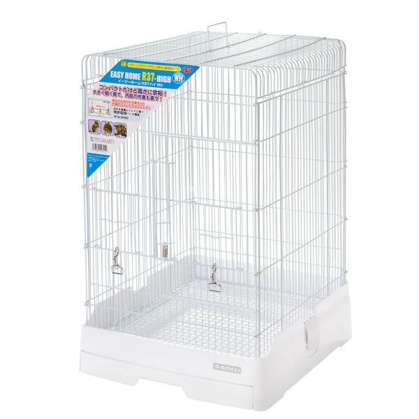 イージーホーム Ｒ３７ハイ ＷＨ ホワイト ・●取り外し型大きく開く天井パネルは飼育用品を出し入れしやすく、お手入れもしやすいです。・●外漏れしない引き出し式トレイで、お掃除もらくらくです。・●正面左右小扉用、脱走防止のナスカンが２つ付属さ...