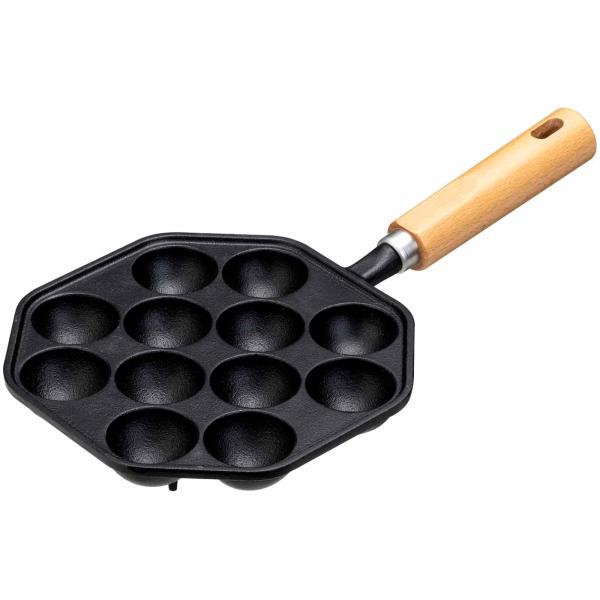 イシガキ(Ishigaki) 鉄鋳物 たこ焼き 12穴 木柄 4456 ・ガス火:使用可能・サイズ(約):33.5×17.8×5.7cm・本体重量(約):1.065kg・生産国:中国・素材・材質: 本体/鉄鋳物 (表面加工/シリコン樹脂焼付...