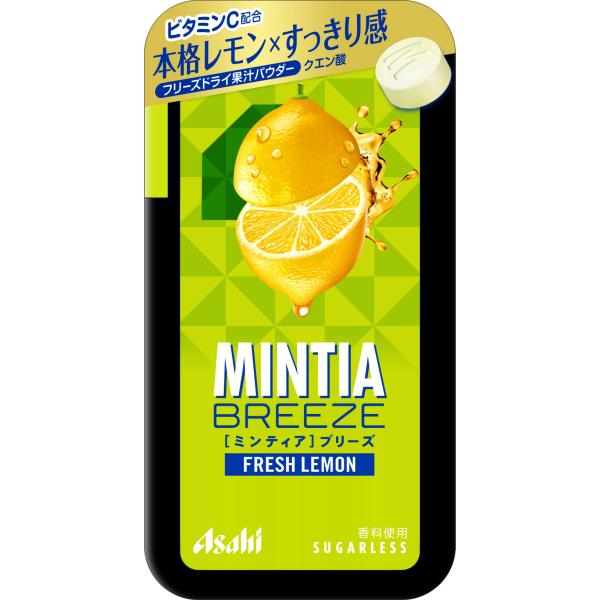 アサヒグループ食品 ミンティアブリーズ フレッシュレモン 30粒 ×8個 ・原材料:レモン果汁粉末/甘味料(ソルビトール、アスパルテーム・L-フェニルアラニン化合物、アセスルファムK)、ショ糖エステル、微粒酸化ケイ素、リンゴ酸、クエン酸、V...