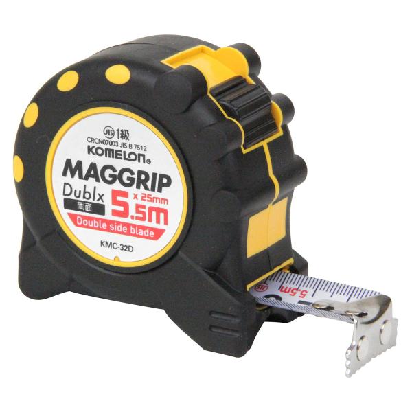 Komelon コメロン コンベックス マググリップ両面目盛り 25 テープ幅25mm 5.5M KMC-32D ・テープ仕様:ナイロンコートテープ・テープ幅:25mm・テープ長:5.5m・仕様:JIS1級、両面目盛、サビに強いステンレスバ...