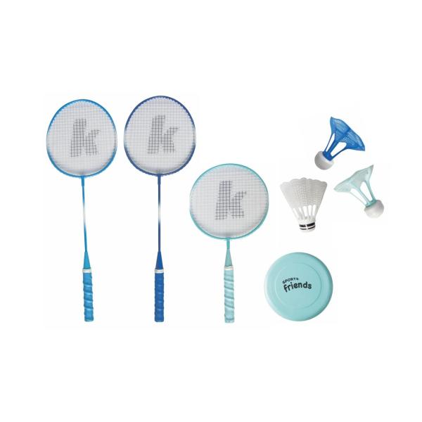 カシマヤ(KASHIMAYA) 親子でスポーツバドミントン/ラケット3本/シャトル3個とフライングディスク付き ブルー ・ラケット3本、シャトル3個、フライングディスク1枚ついた親子でスポーツバトミントン！