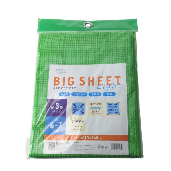 アサヒ興洋 レジャーシート 6?7人用 3畳 グリーン ストッパーピン付き 軽量 丈夫 破れにくい 持ち運び 携帯 海水浴 ピクニック お花見 災害 ビッグシートライト 1枚入 ・本体サイズ：170×260cm・本体重量：約220ｇ・素材：...