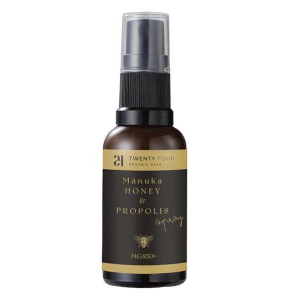 24 Organic Days マヌカ &amp; プロポリス スプレー 30ml ・【オーガニック認定原材料】・マヌカハニーMG850+・マヌカフラワーウォーター・プロポリス・ハニーデューハニー・3種のハーブ・アルコールフリーでお子様*や...