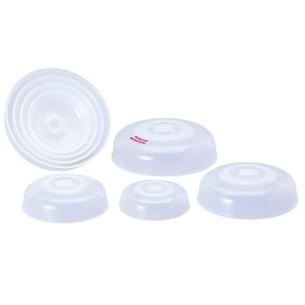 サンコープラスチック(SankoPlastic) レンジ蓋 レンジメイト R-4 4枚組 ナチュラル ・かぶせるだけでラップいらず。ドーム型で食材がフタにつきにくい。・本体サイズ：Φ14.0×高さ4.1cm　Φ17.0×高さ4.9cm　Φ2...
