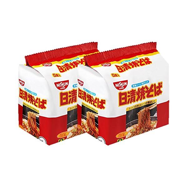 日清 焼そば 5食 2個セット ・カロリー:1食 (100g) 当たり/490kcal・原材料:油揚げめん(小麦粉、植物油脂、食塩、醤油、香辛料)、ソース(糖類、食塩、ソース、香味調味料、香辛料、醤油、たん白加水分解物、ポークエキス、植物油...