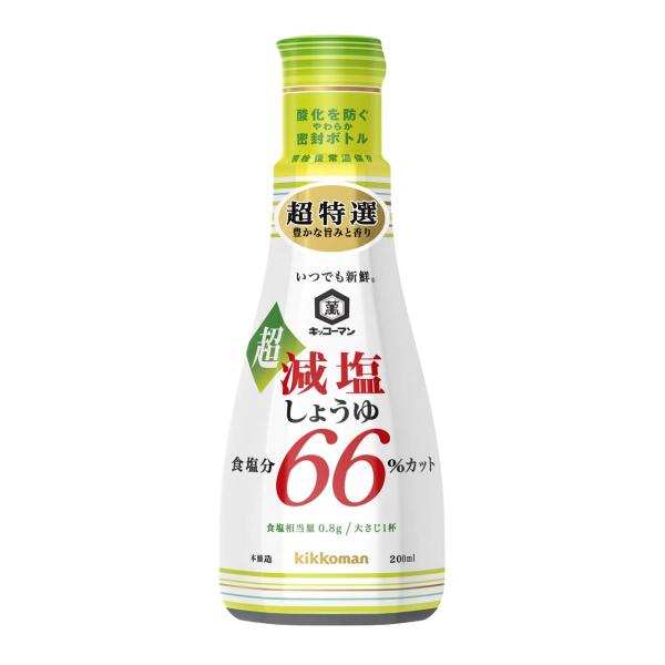 キッコーマン食品 いつでも新鮮 超減塩しょうゆ 食塩分66% カット 200ml ×6本