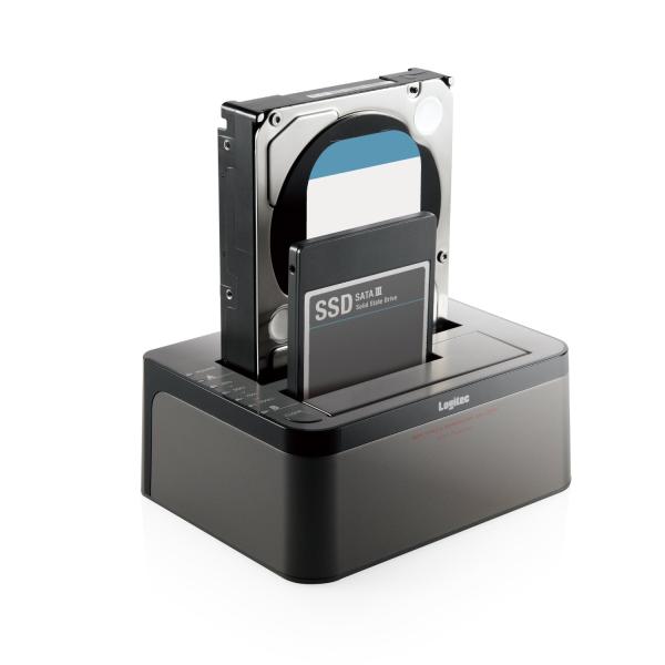 デュプリケーター ロジテック HDDスタンド 2ベイ HDD SSD対応 USB3.0 データバックアップ/消去ソフト無償ダウンロード可能