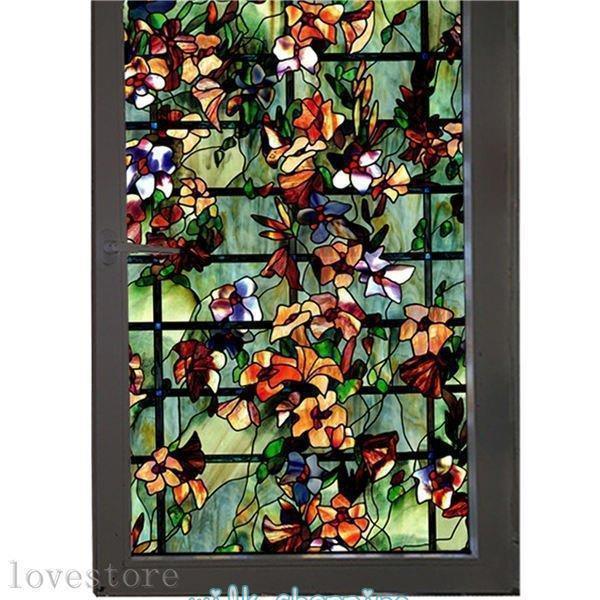 レトロ 目隠しフィルム 窓用フィルム ステンドグラス 静電吸着 遮熱 プライバシー保護 窓用 日差し 台風対策 紫外線カット 省エネ バス