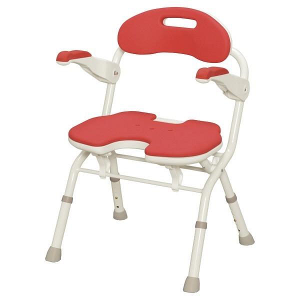 安寿 折りたたみシャワーベンチFU 536-053レッド 536-054ブルー 536-055グリーン【楽おり コンパクト 風呂 らくらく 自立 移乗 入浴用 いす】