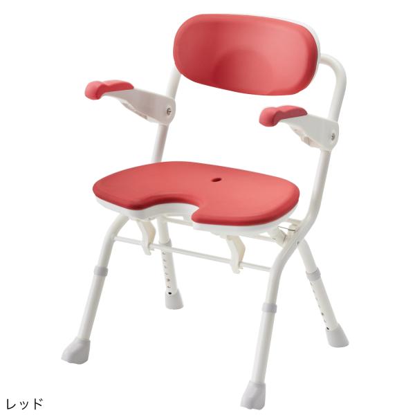 【廃番予定】安寿 楽らく開閉シャワーベンチU 536-085レッド 536-086ブルー536-087グリーン 【楽おり 標準　風呂 らくらく 自立 移乗 入浴用 いす】