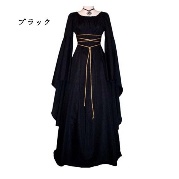 【Aランク】 XL ドレス サテン 魔女 ワンピース ゴシック ビクトリア 女王 ドレス 劇 コスチューム コスプレ クリスマス 仮装 ハロウィン 衣装  黒 ブラック
