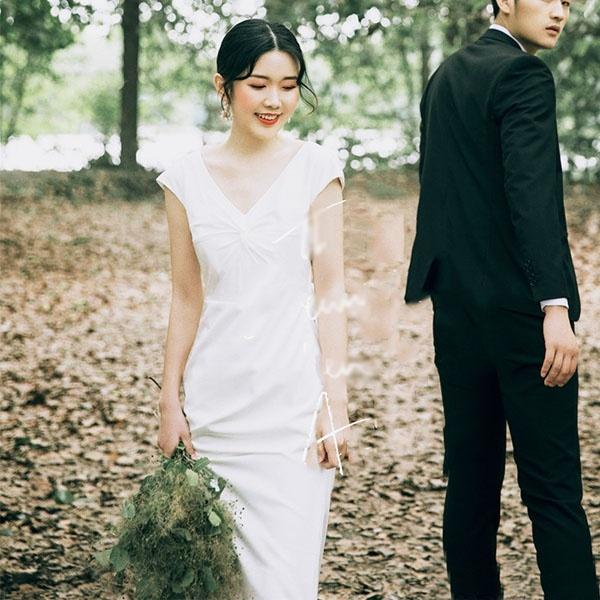 ウエディングドレス カジュアル ナチュラル 安い 花嫁 ドレス ビーチフォト後撮り ブライダル ワンピース 袖あり ウェディングドレス ａ Www Cumencumen Com Ar