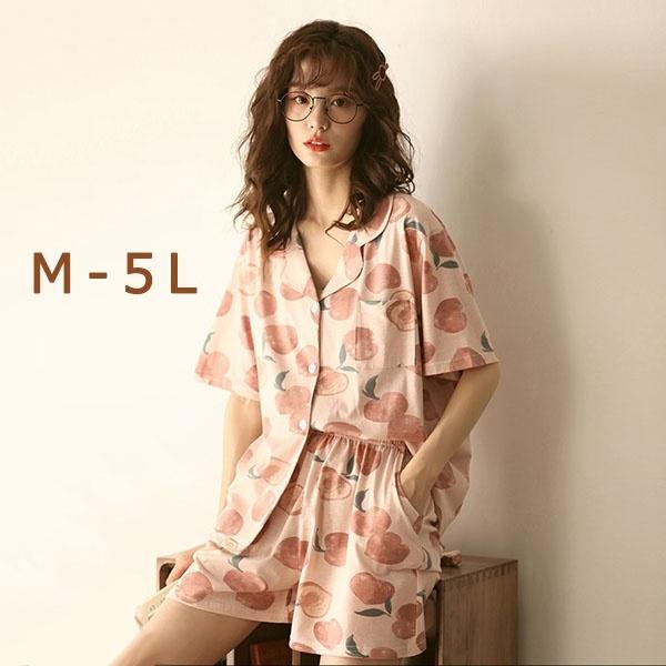 ピーチ　もも　フルーツ柄ルームウェア 上下セット　セットアップ ピーチ もも フルーツ柄ルームウェア 上下セット セットアップ