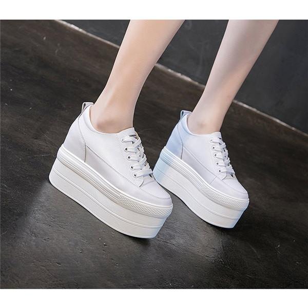 サイズ有21.5〜24.5】厚底 スニーカー 厚底 編み上げ シューズ 大きい