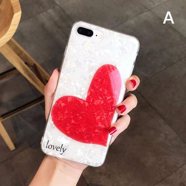 【Aランク】 iPhone 7p 8p ハート 紐付き ストラップ ラバー スマホケース iPhoneケース ホワイト かわいい おしゃれ シンプル