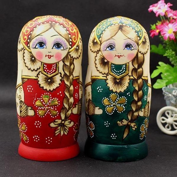 ビンテージ　レトロ　ロシア　マトリョーシカ 7体セット　民話　珍品 ヴィンテージ マトリョーシカ インテリア雑貨 レトロ 置物